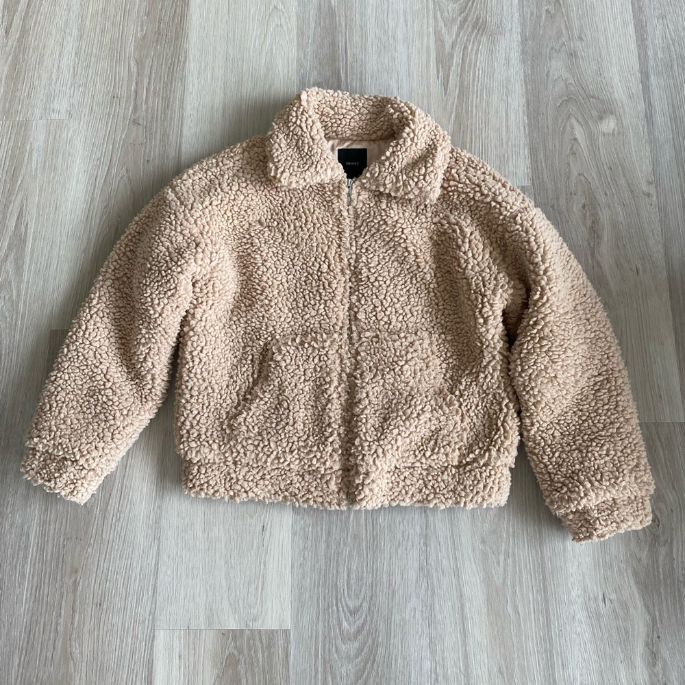 Peach pink teddy jacket